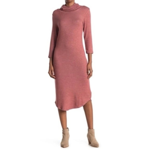 NWT bobeau nordstrom blush long sleeve midi dress - Picture 2 of 8